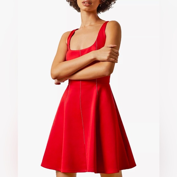 Ted Baker Lohanna Scooped Neck Neoprene Skater Dress, Red, Size 2 (US 6) - Picture 2 of 10